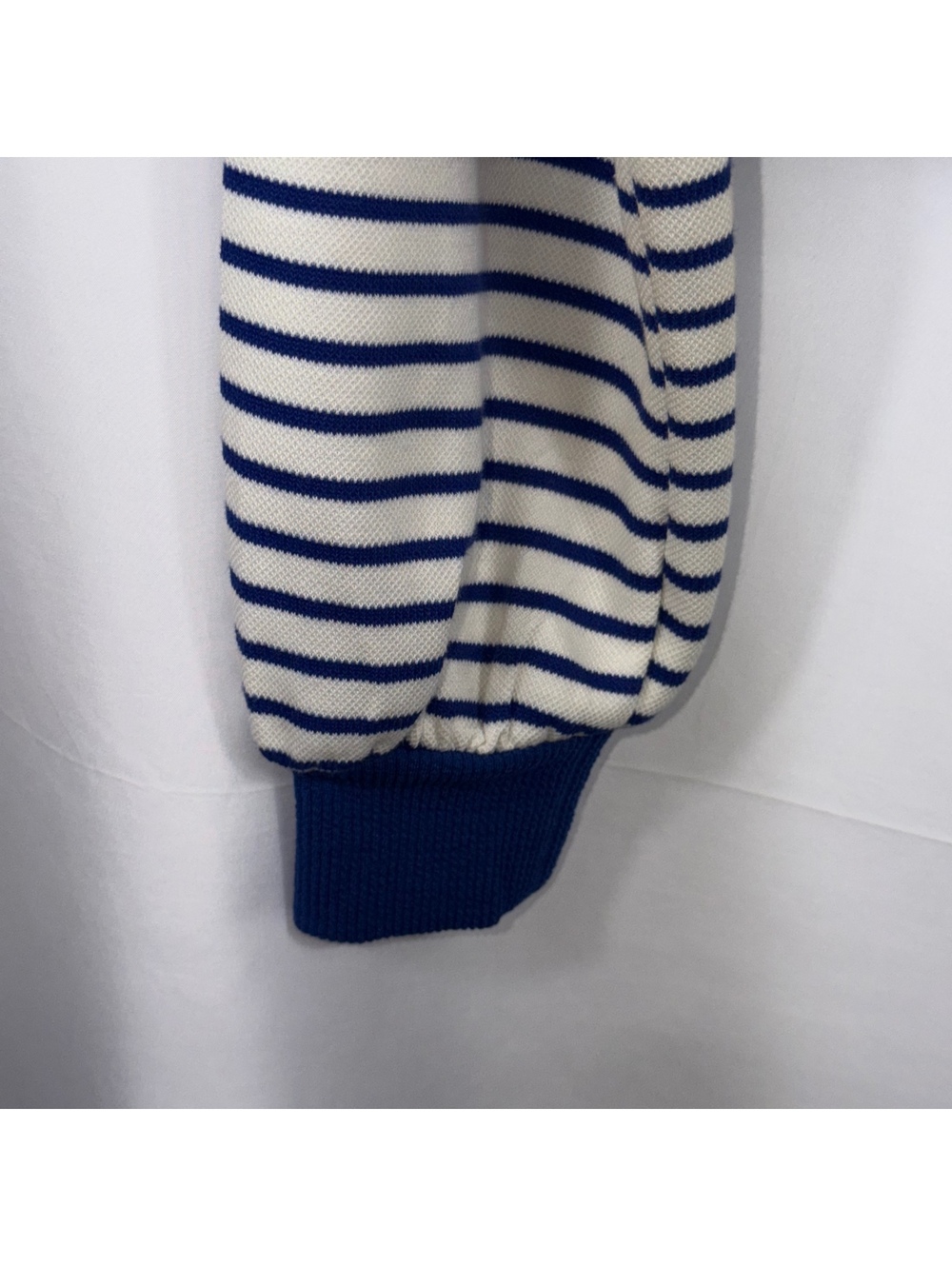 ee:some Los Angeles Striped Cropped Polo Sweater Small Blue Ivory - Picture 3 of 9